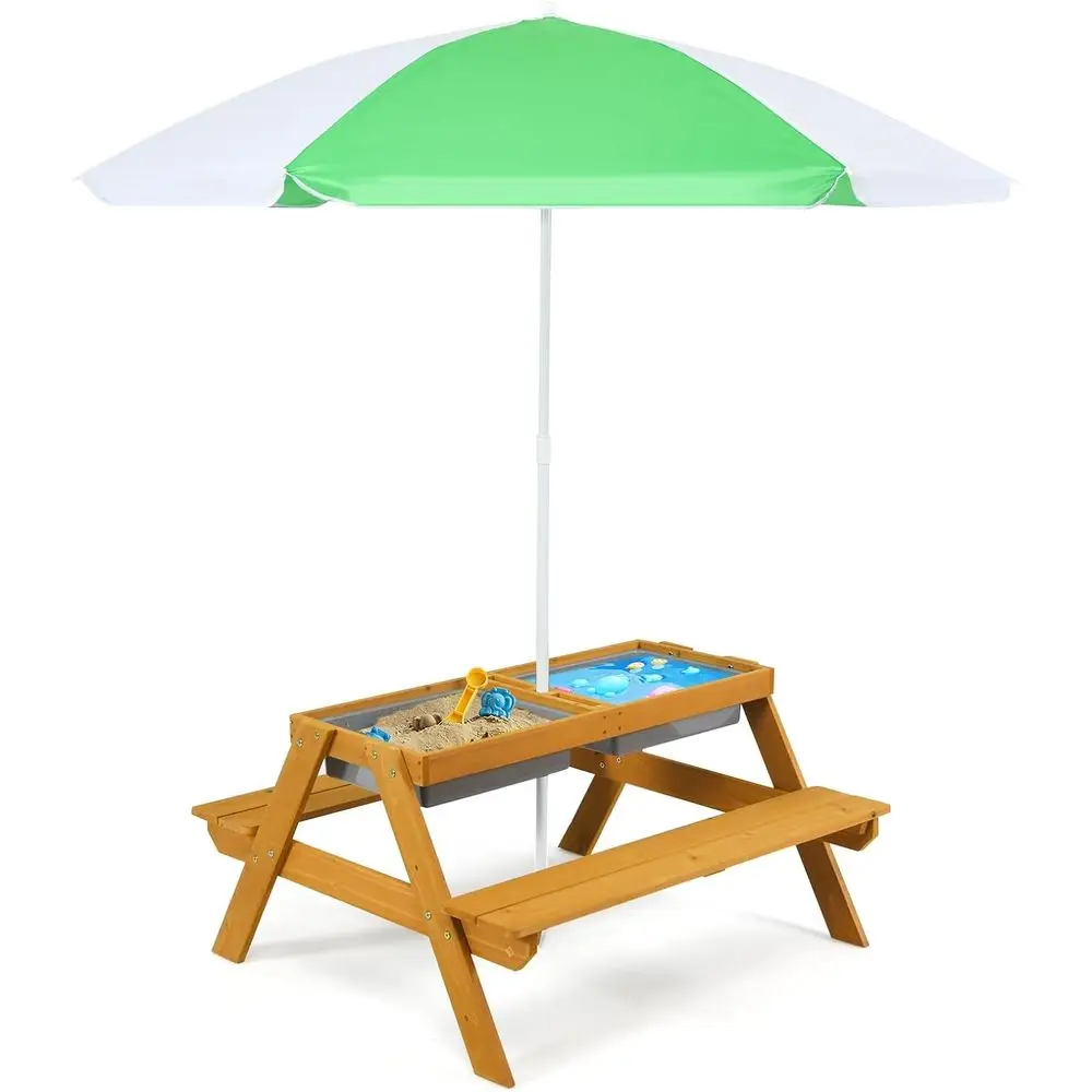 3-in-1 Height-Adjustable Umbre - Kids Outdoor Wooden Table ulasan dan harga
