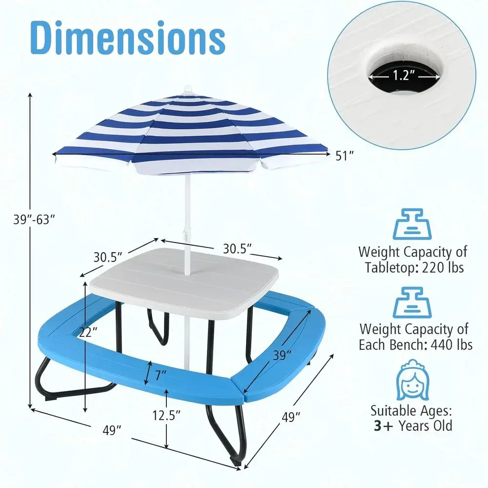 8-Person Kids Picnic Table wit - Kids Outdoor Bench ulasan dan harga