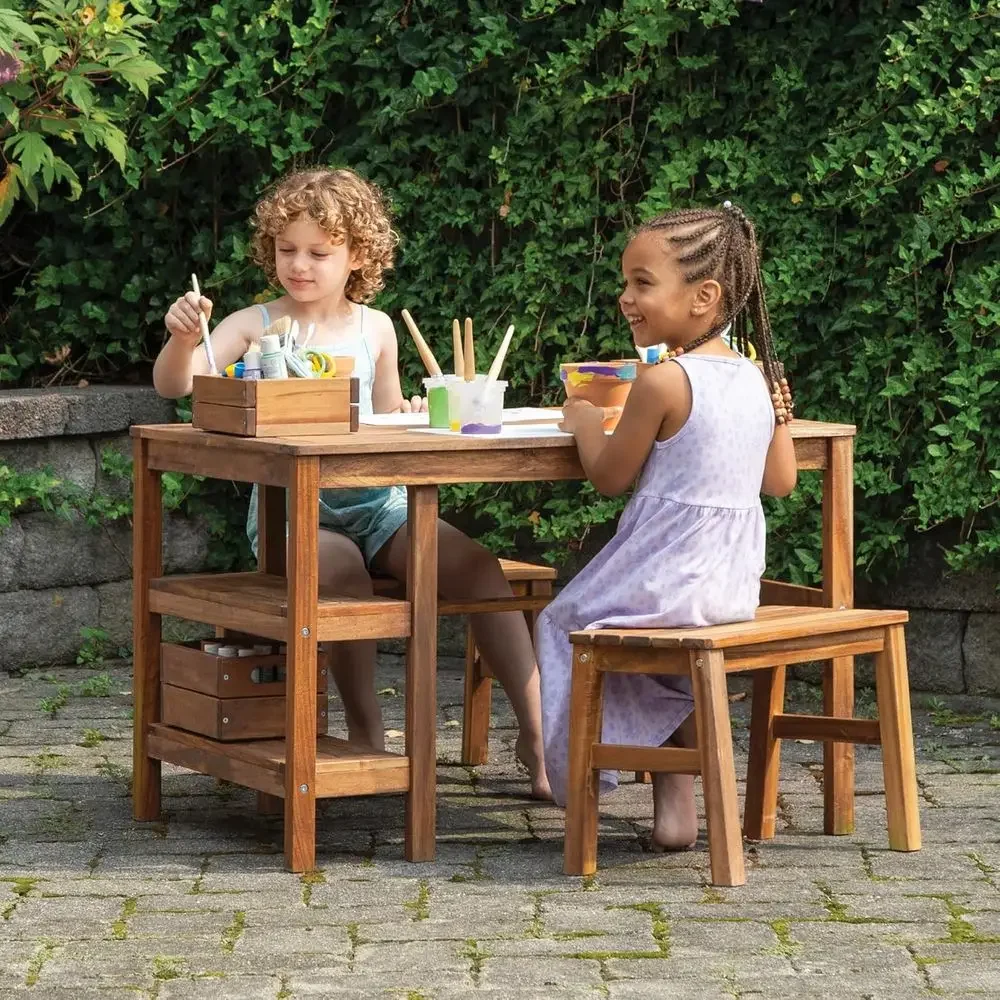 Kids Outdoor Crat Table and 2  - Kids Outdoor Bench ulasan dan harga