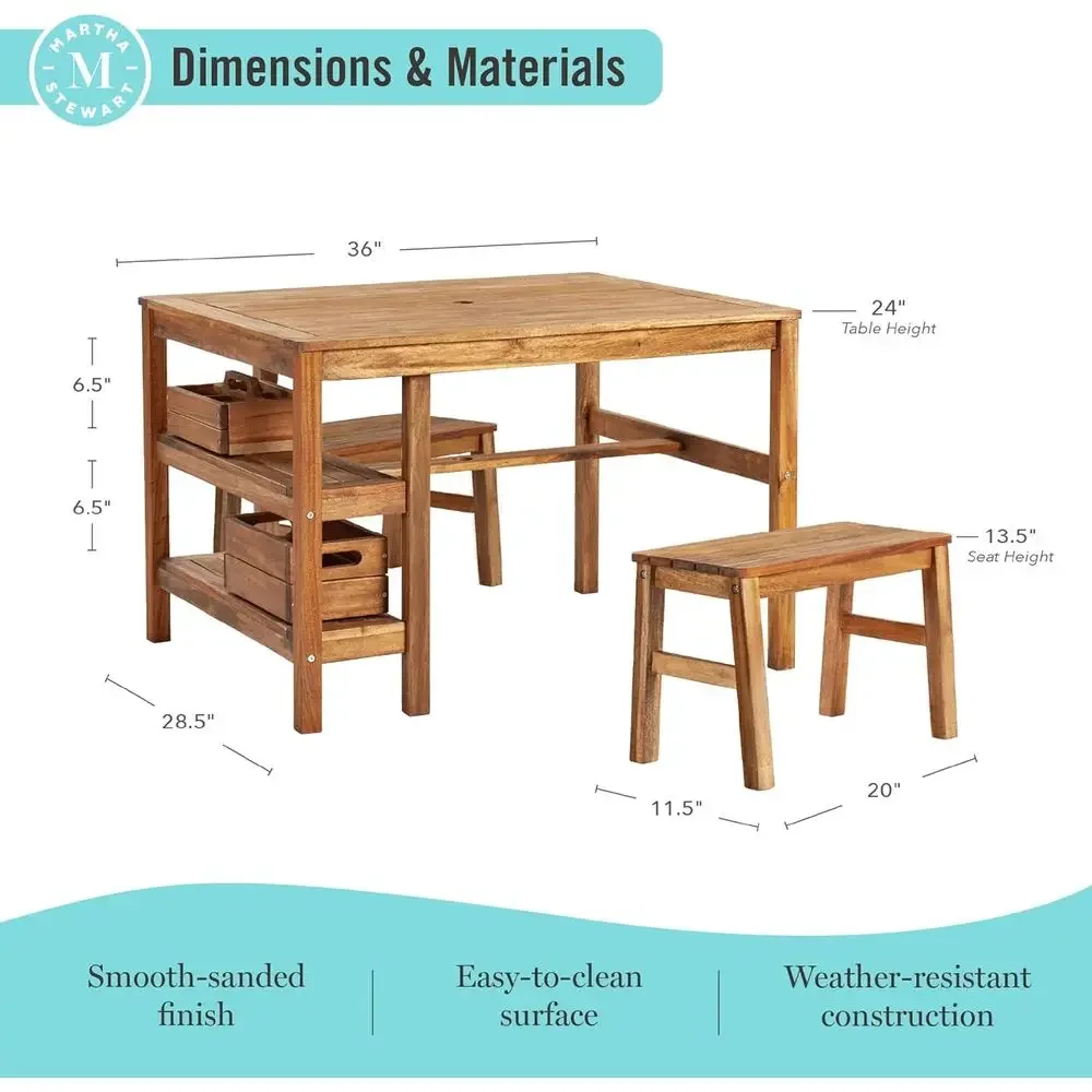 Kids Outdoor Crat Table and 2  - Kids Outdoor Bench ulasan dan harga