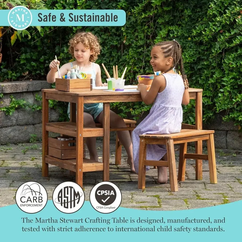 Kids Outdoor Crat Table and 2  - Kids Outdoor Bench ulasan dan harga