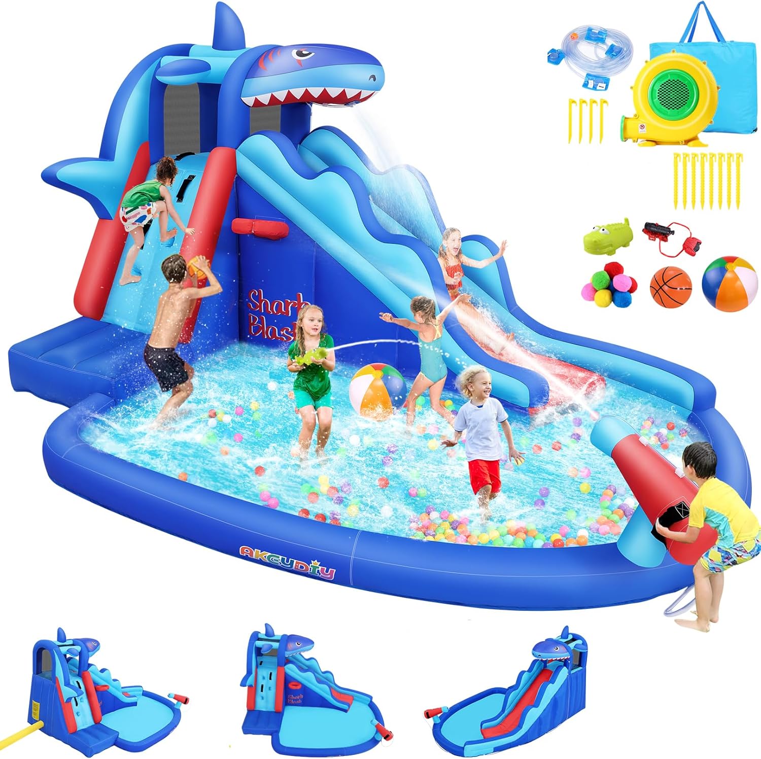 Shark-Themed Inflatable Water  - Kids Outdoor Climbing Wall ulasan dan harga